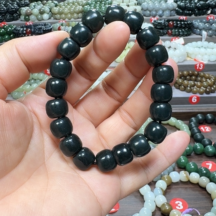 未镶嵌手链和田玉新疆黑青老型卡11.5