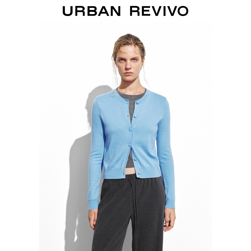 UR2025冬季新款女装休闲撞色假两件针织衫UYL950204+