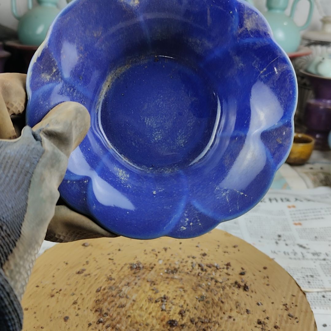 瓷片宝石蓝盘子盘子