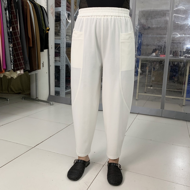 显瘦时尚百搭休闲裤夏季哈伦裤九分裤春夏纯色女士宽松小脚白色