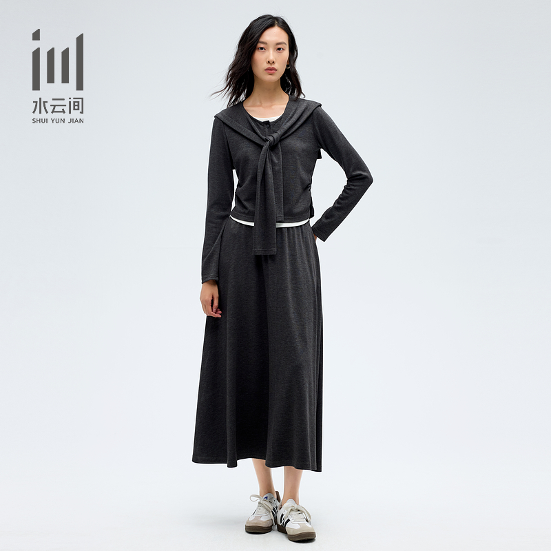 【11.29直播立减】水云间圆领假两件高腰半身裙套装12510452