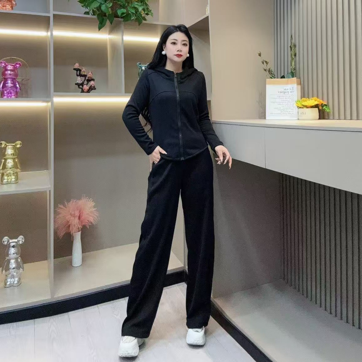 冬季加绒套装-甜 5231时尚潮流保暖显瘦设计款胖MM大码女装新款