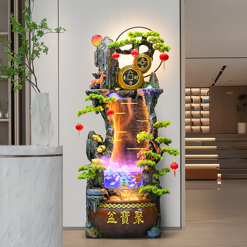 新中式假山鱼池景观2026客厅阳台办公室景观乔迁开业送礼落地摆件