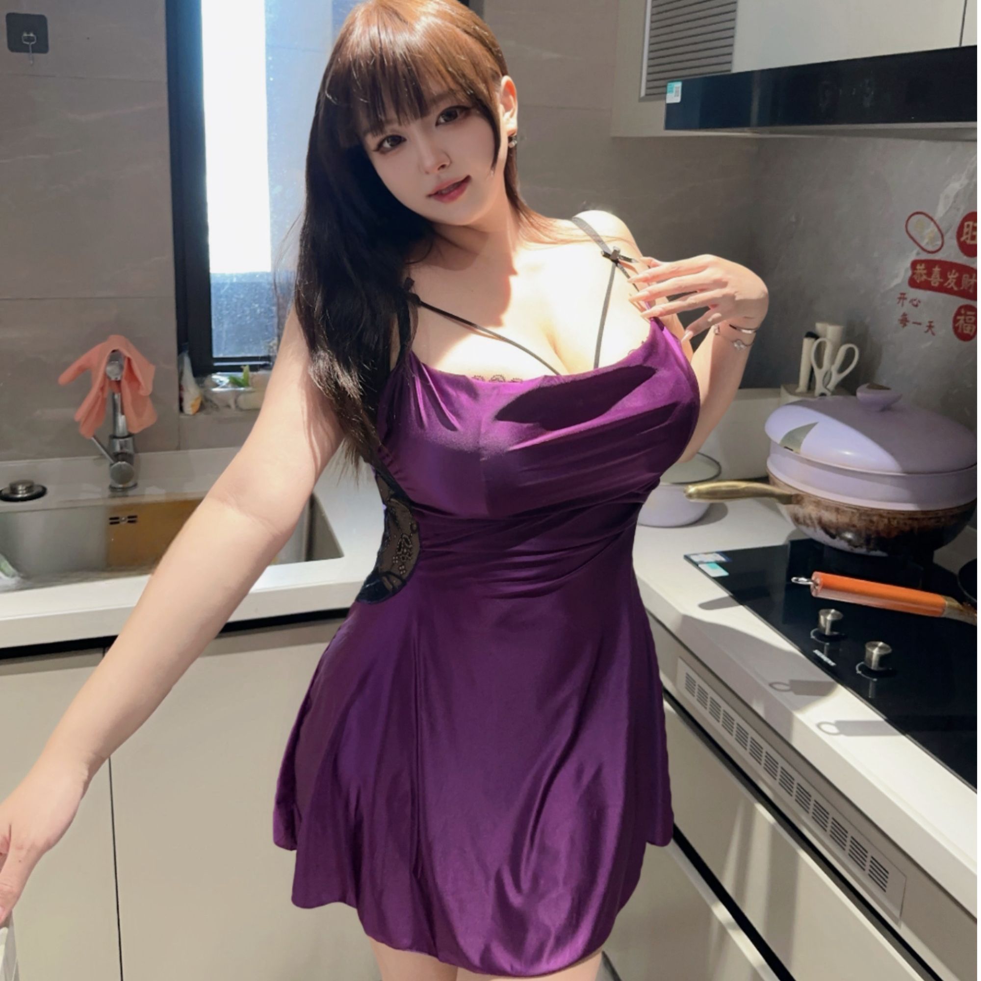 【大红定制】（80-210斤）浪漫紫罗兰纯欲性感2024新款小胸显大睡衣服