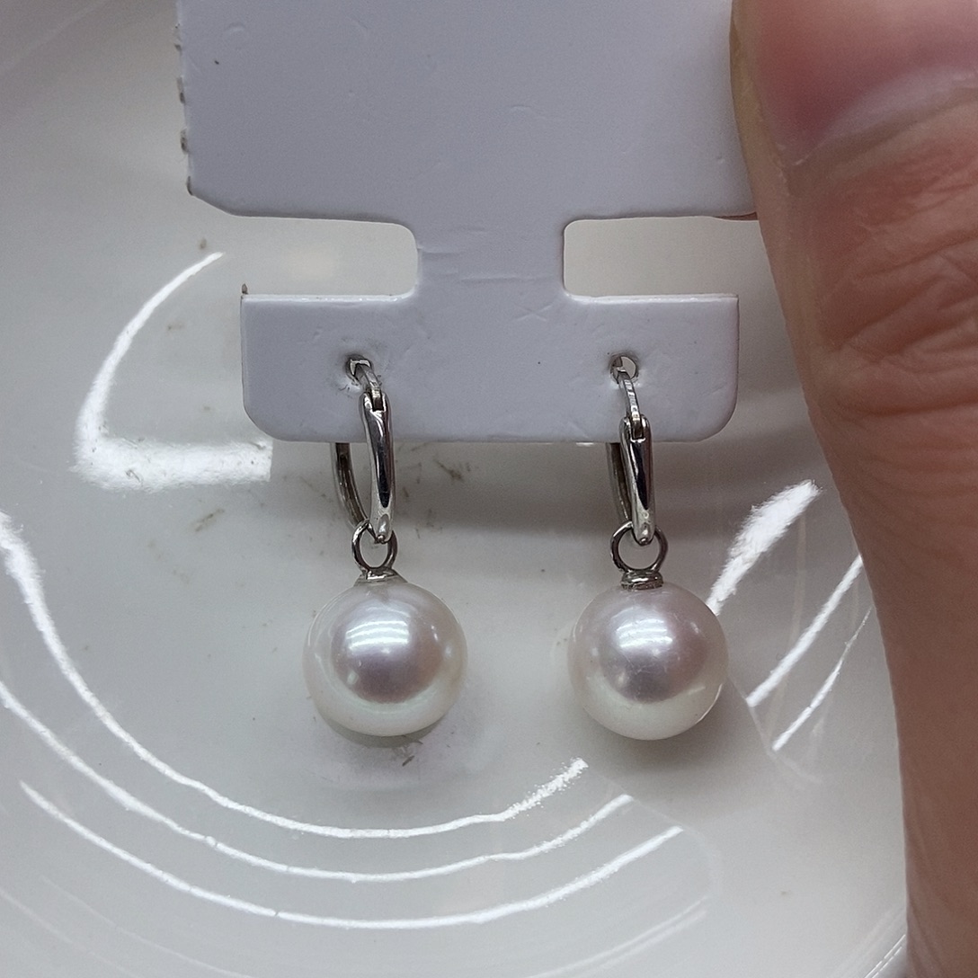 银S925镶嵌淡水珍珠耳饰