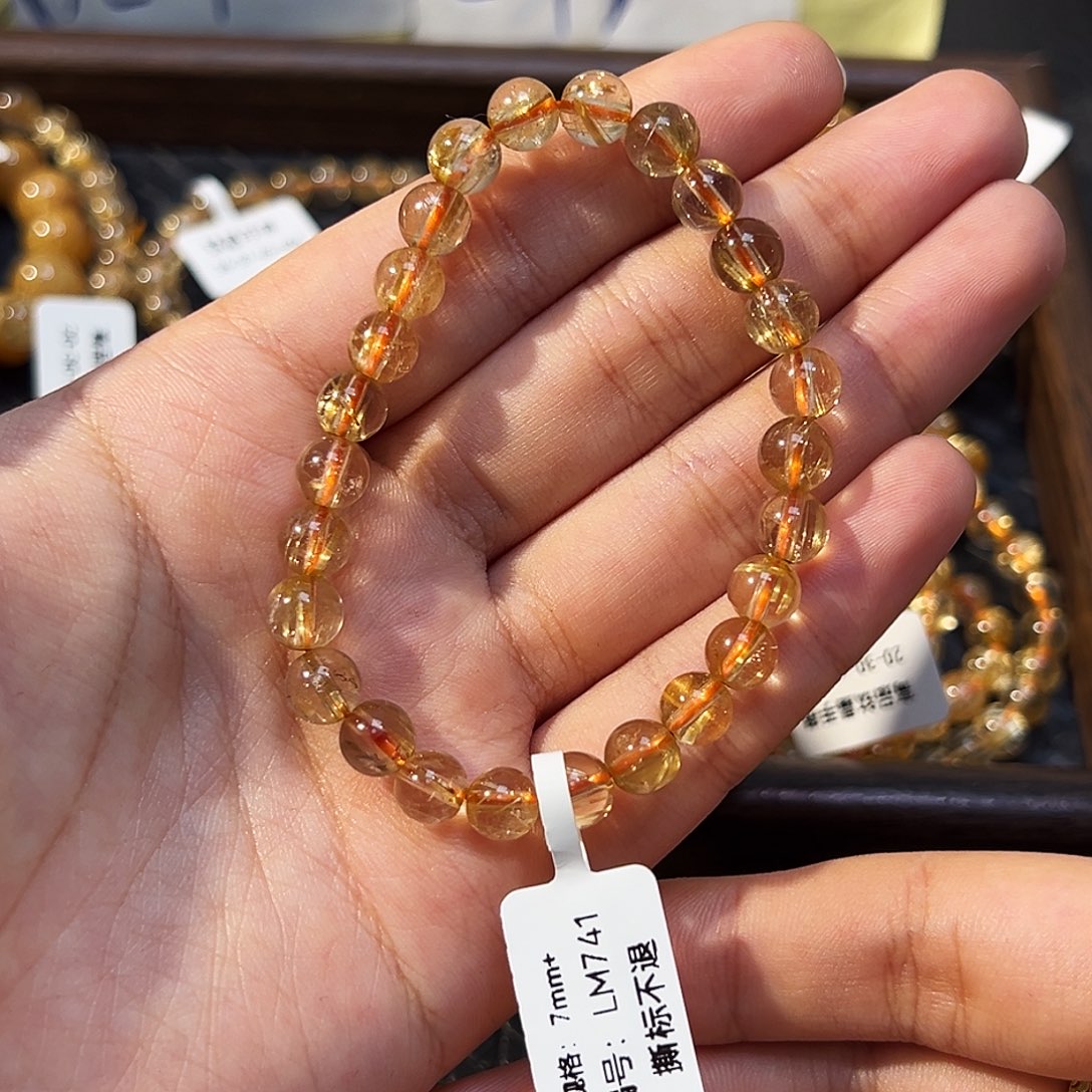 水晶手串未镶嵌天然金钛晶