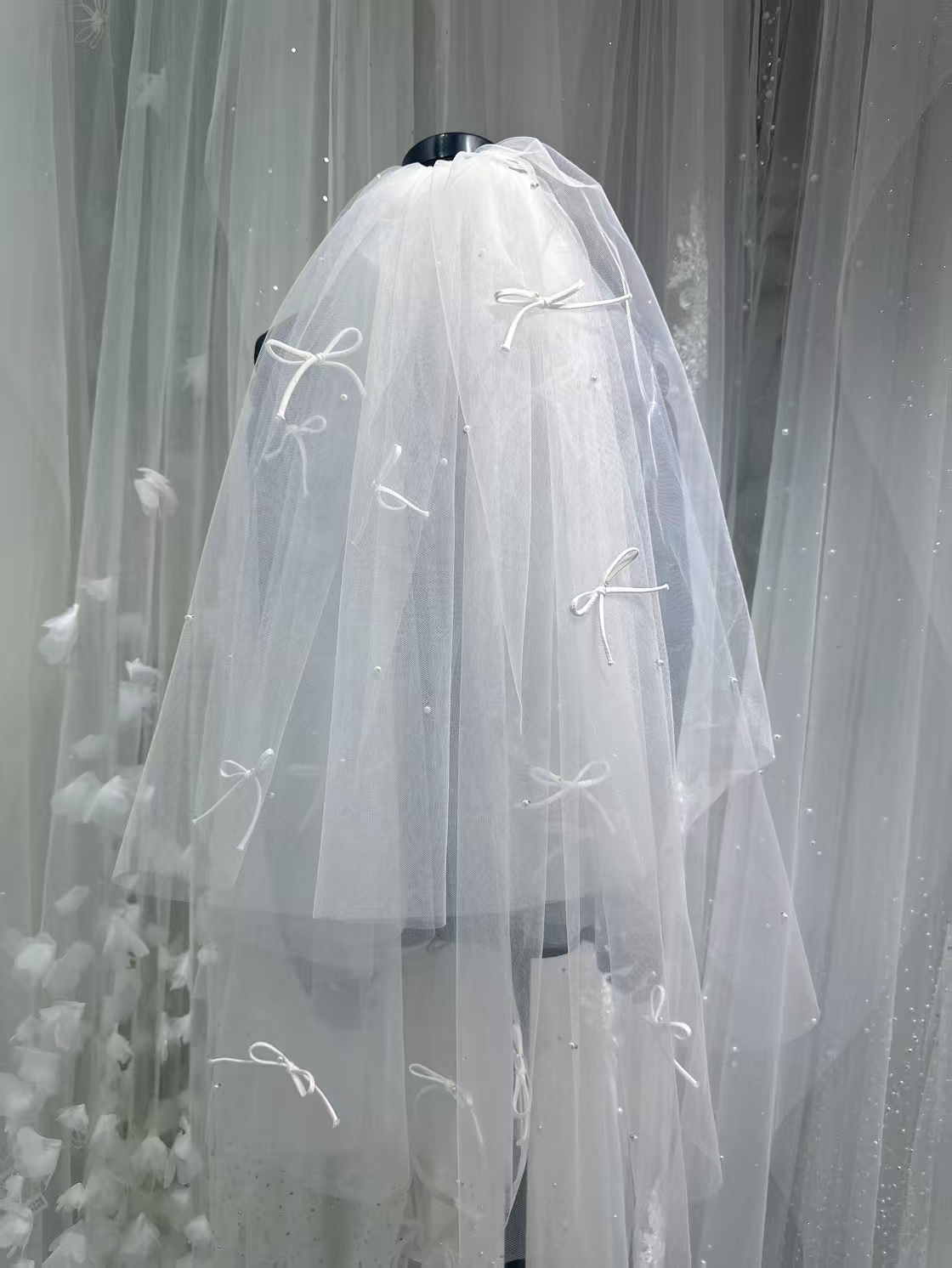 蝴蝶结定珠头纱新款002