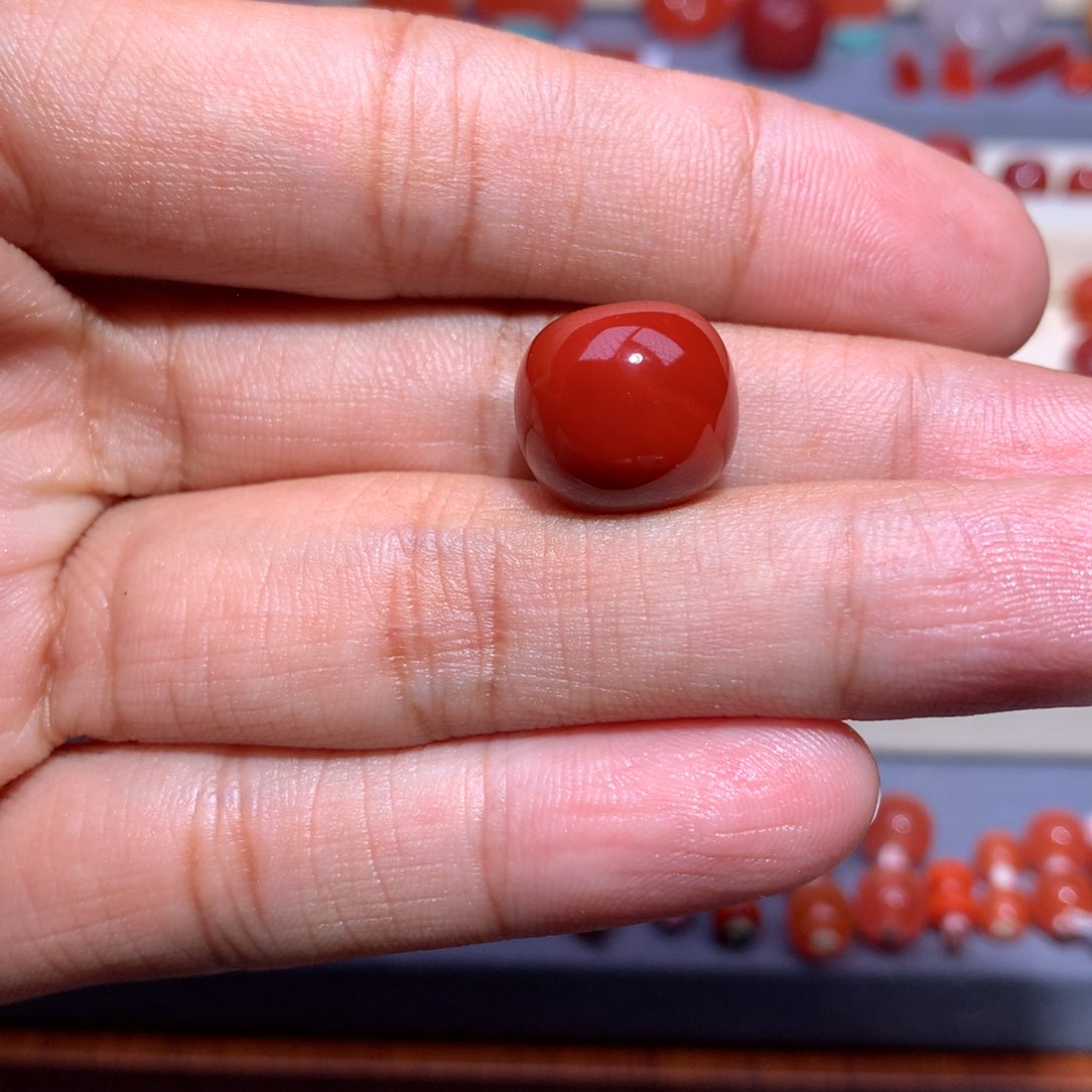 南红玛瑙满肉牛血锦老型13×12未镶嵌微纹