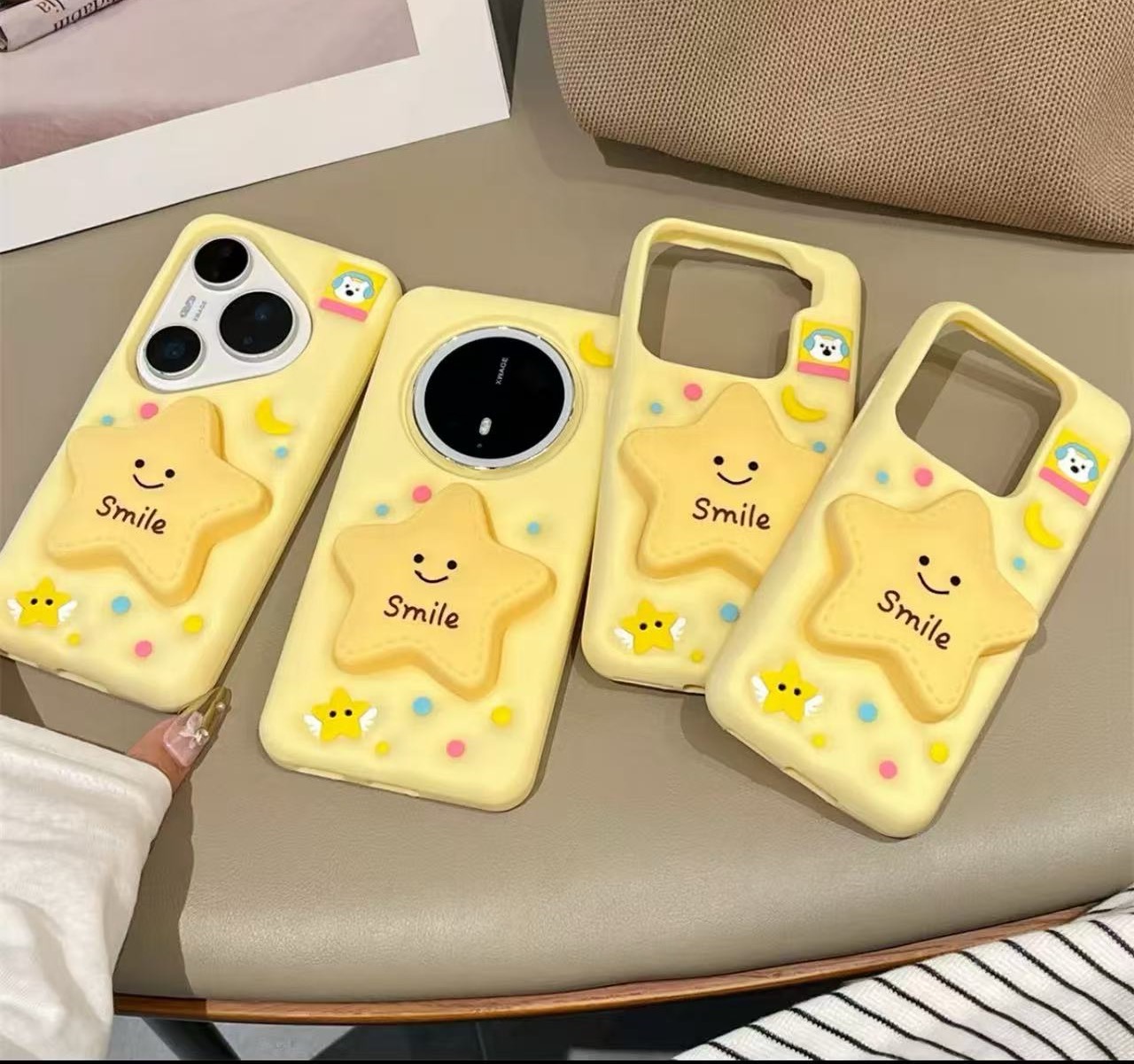 (适用于oppovivo小米华为)卡通可爱笑脸星星支架iPhone17苹果