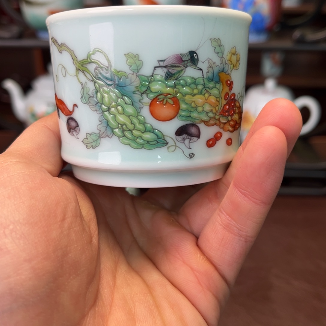 陶杯子景德镇陶东方陶瓷杯子壶盖碗