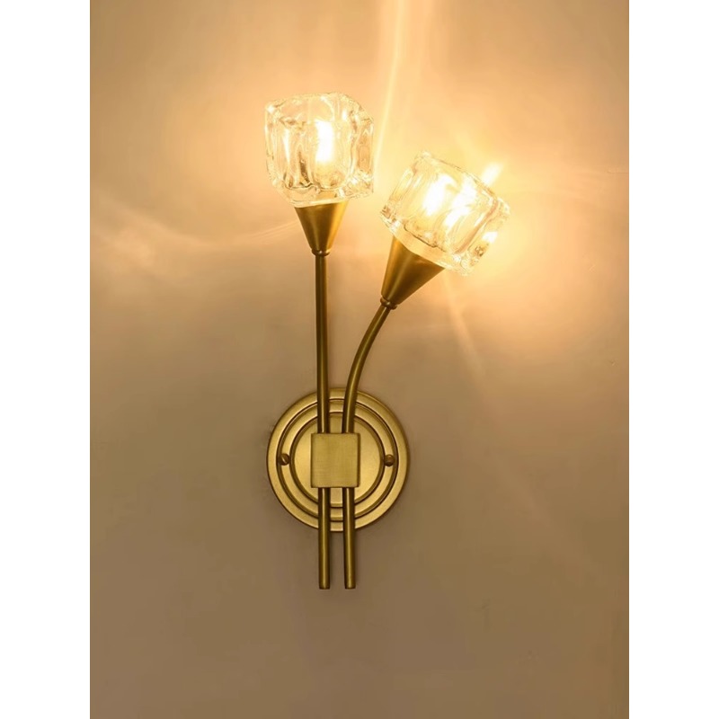 全铜客厅水晶壁灯设计师创意过道灯后现代轻奢北欧简约卧室床头灯