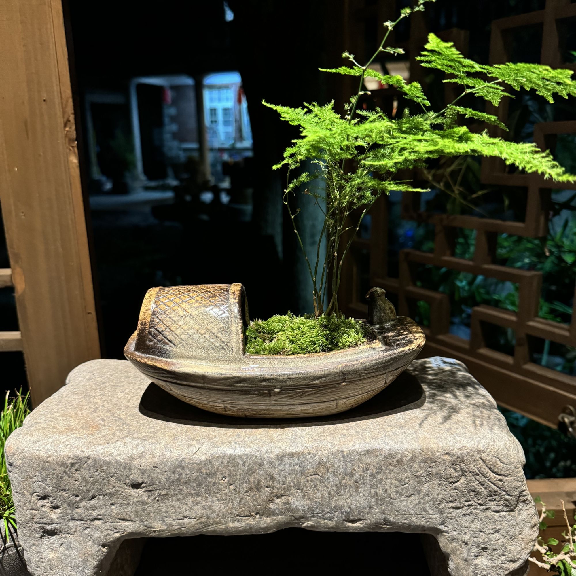 院景翁陶瓷船形花盆 景观盆（有孔）