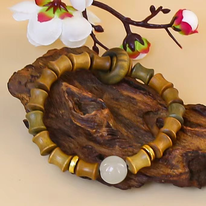 木质手链 SF1852-绿檀竹节加跑环（无礼盒）