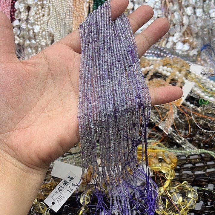 玛瑙/玉髓未镶嵌珠宝半成品一条2mm萤石刻面