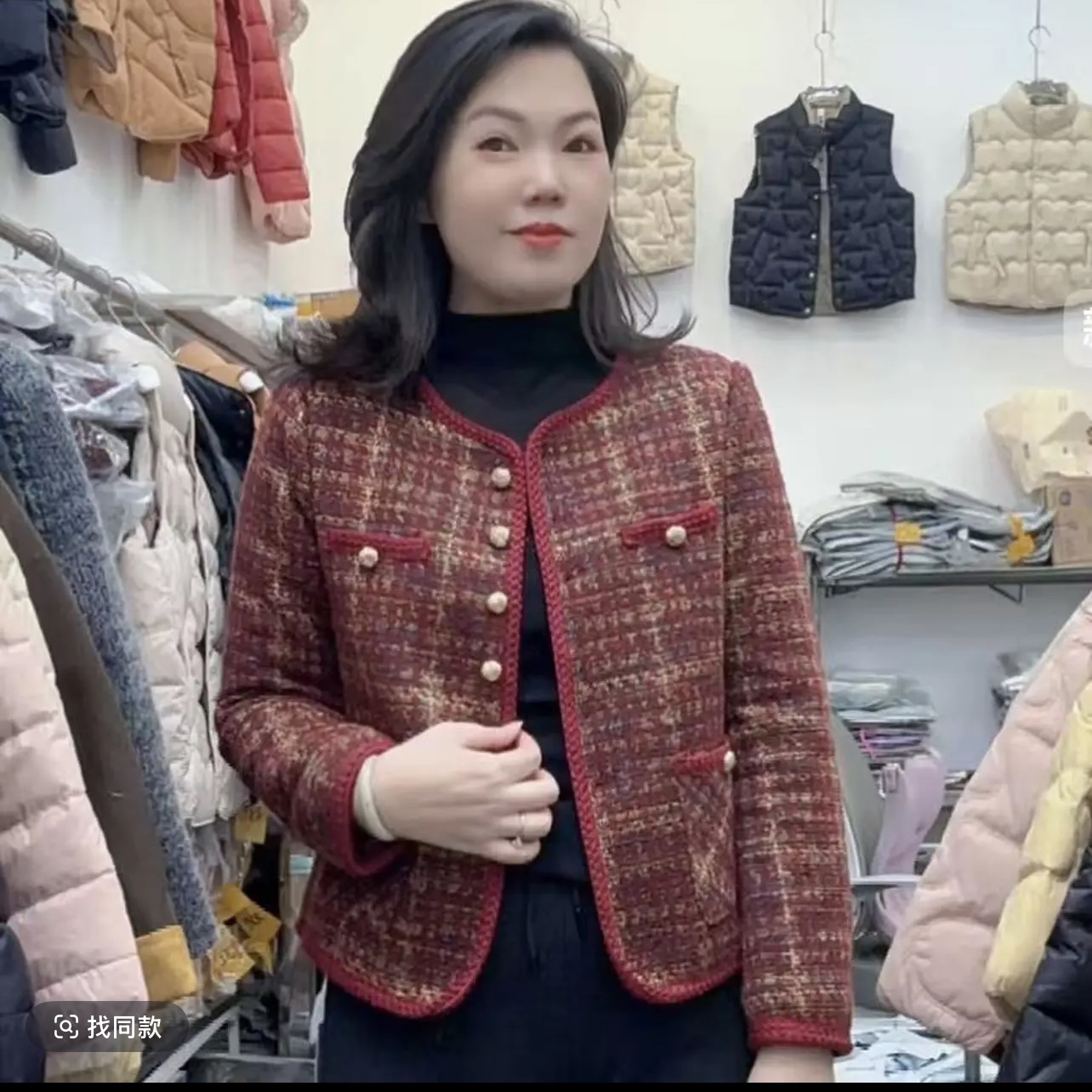 新款时尚潮流气质小香风外套8627冬季