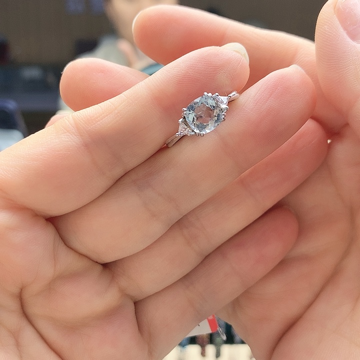 海蓝宝石戒圈银S925镶嵌