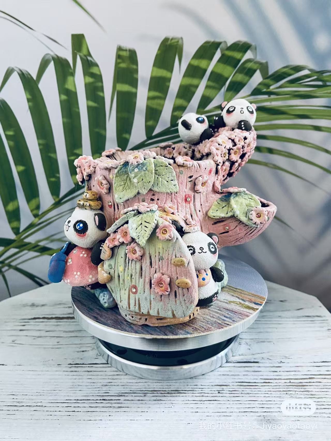 【吉垚垚】韩式精工立体手捏手可爱熊猫多肉植物花盆