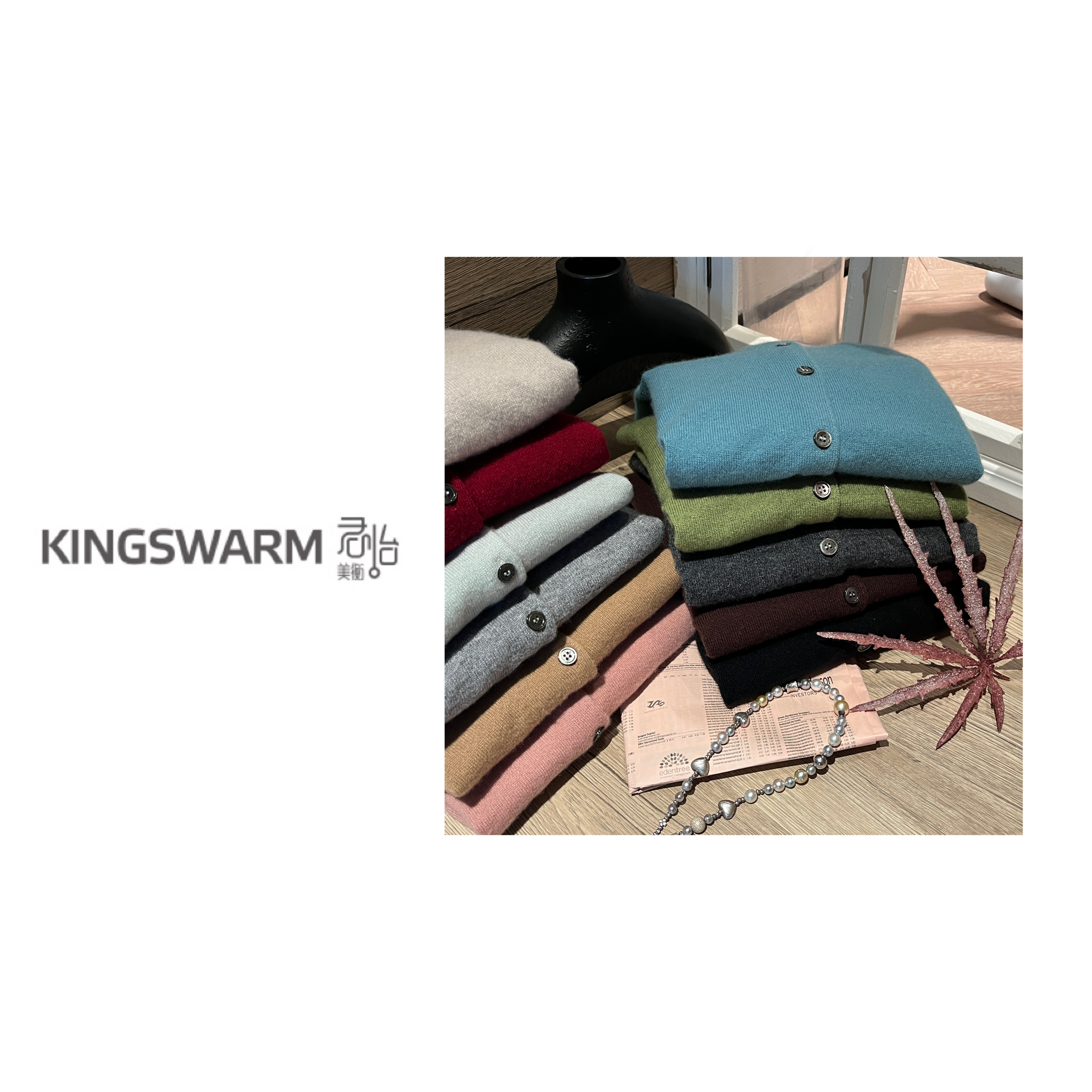 君怡【女士圆领长袖针织开衫】100山羊绒