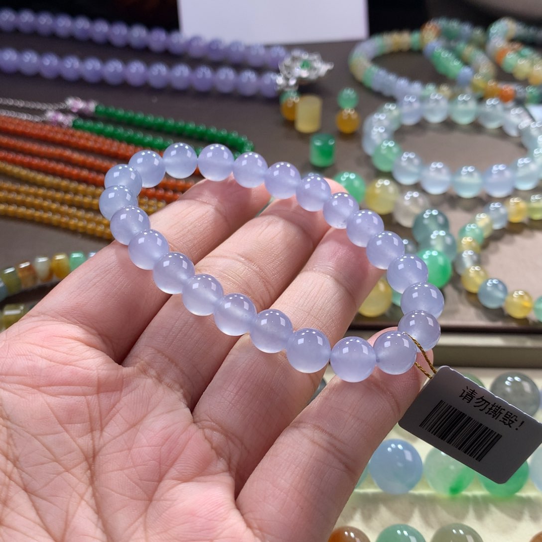 翡翠手链未镶嵌卡8➕冰紫