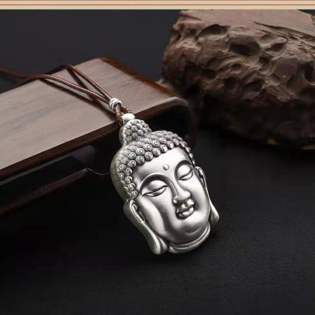 吊坠足银  古法佛头做旧复古简约手工情侣经典百搭