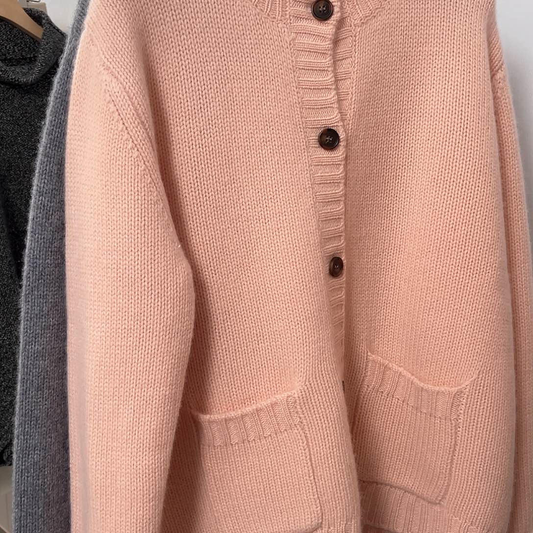 平面 带兜 羊绒 开衫