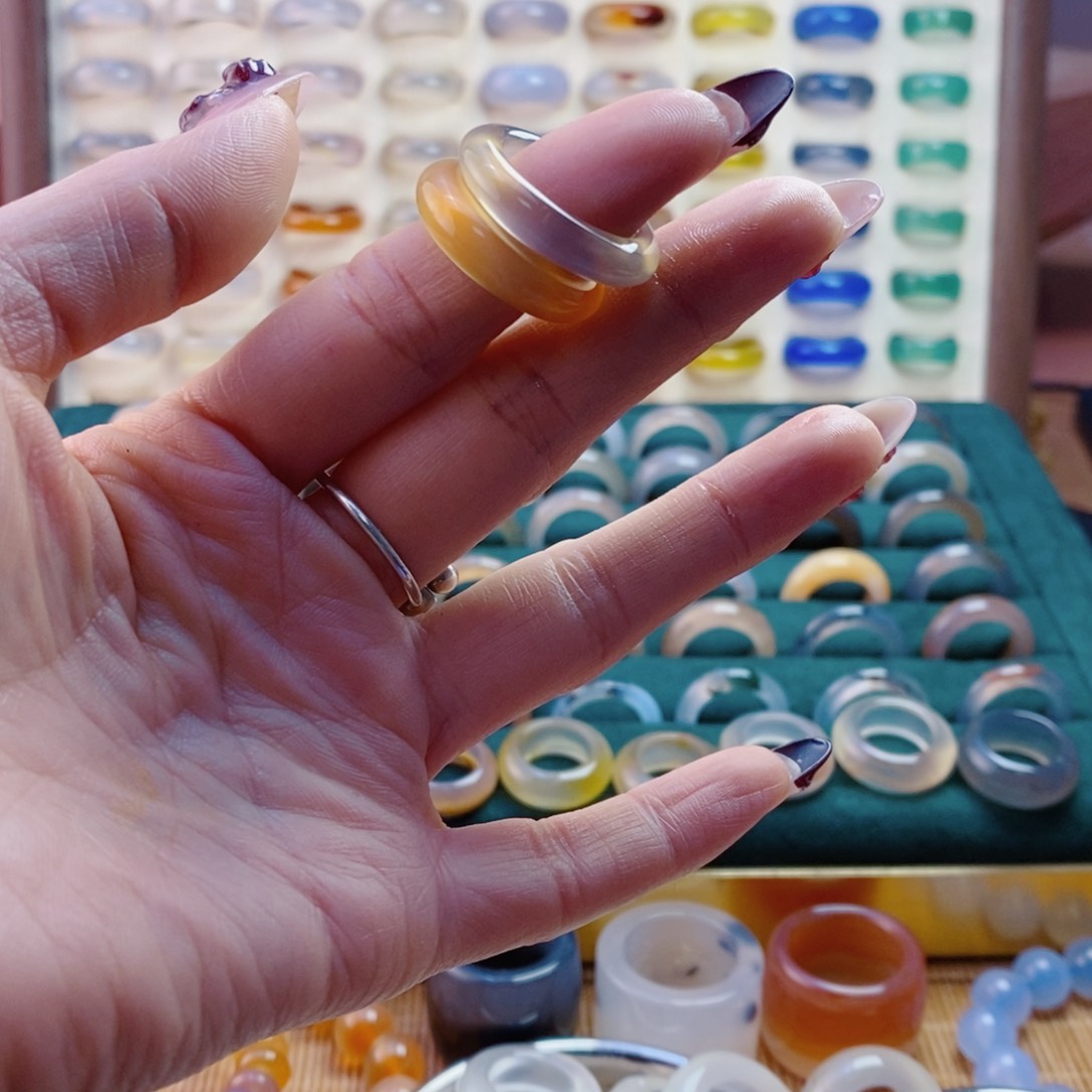 玛瑙/玉髓戒指未镶嵌吸****ờ