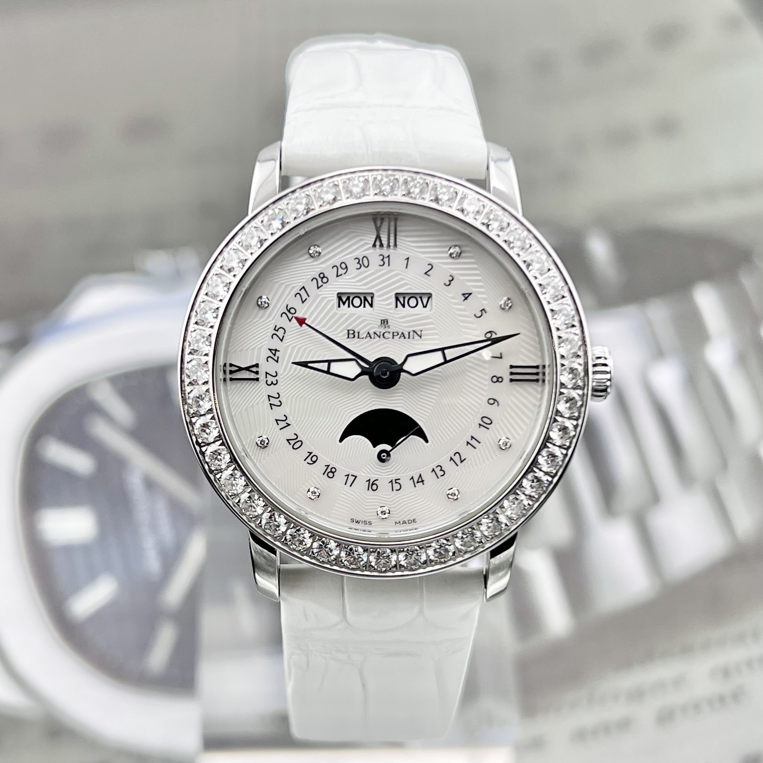 99新 Blancpain 单表 宝珀 35mm 3663A-4654-55b 自动机械 原镶钻