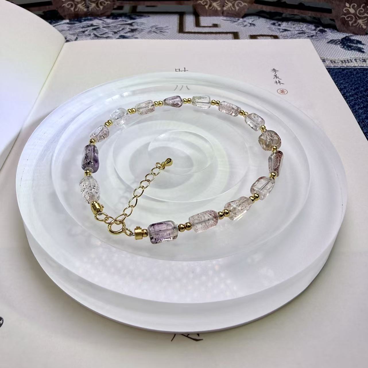 【金多多】s019金草莓超七+紫超七随形s925银手串（多样性发货）