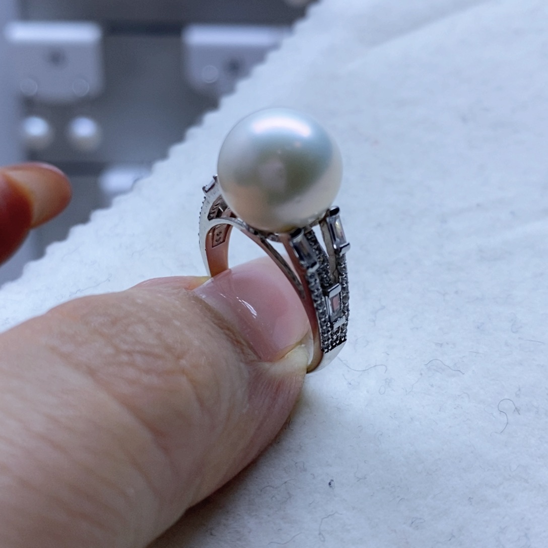 淡水珍珠戒指银S925镶嵌