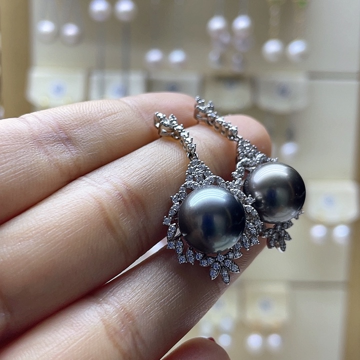 海水珍珠耳饰银S925镶嵌