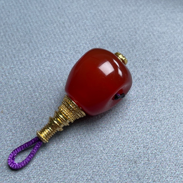 原矿川料红玛瑙分体三通尺寸15mm左右文玩配饰配饰随机发