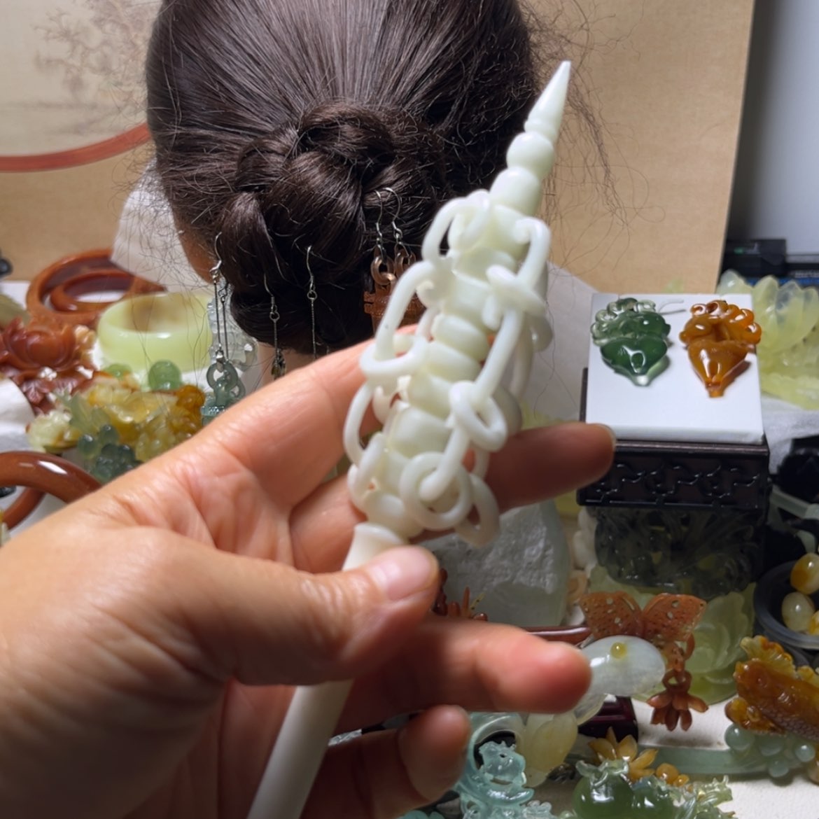 【闪购商品】蛇纹石玉合金发饰Z*L