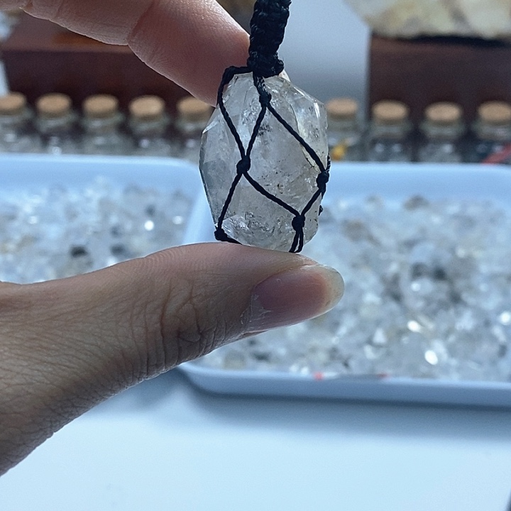 水晶颈饰未镶嵌网兜原石闪灵钻
