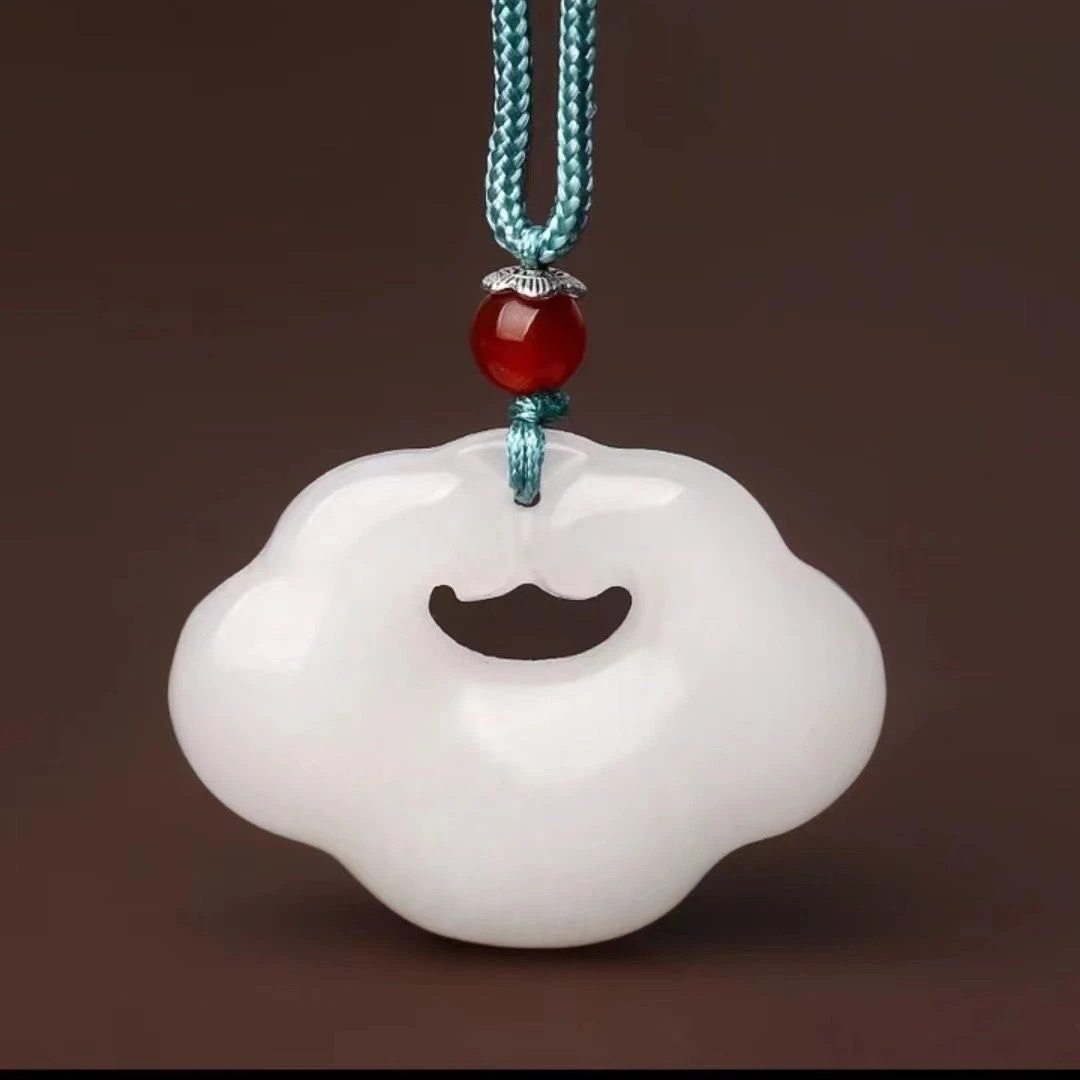 【官方严选】天然新疆羊奶白金丝玉平安如意吊坠