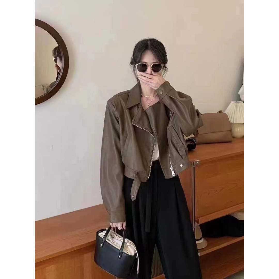 2025春秋短款皮衣外套女装机车皮夹克设计感休闲小个子显瘦-7720
