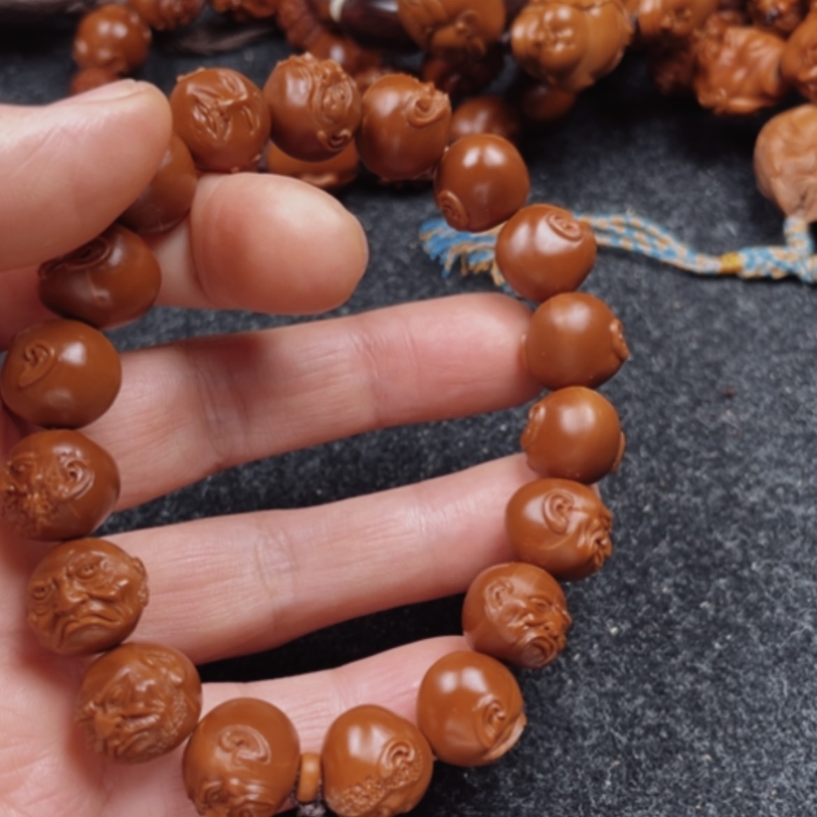 【闪购商品】橄榄核手串/手链拈**笑橄榄核雕十八罗汉