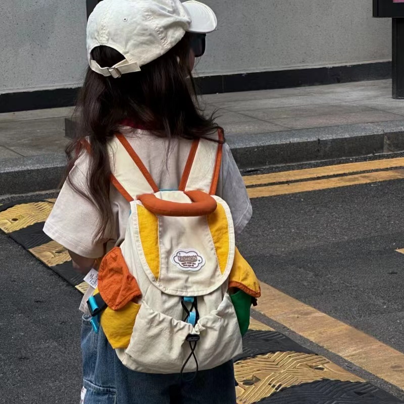 拼色日韩减负双肩包双肩背常规洋气休闲旅行拉链亲子款