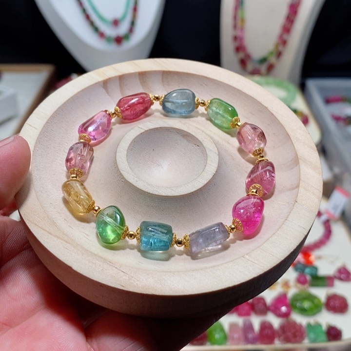 碧玺手链18K金镶嵌碧玺手链