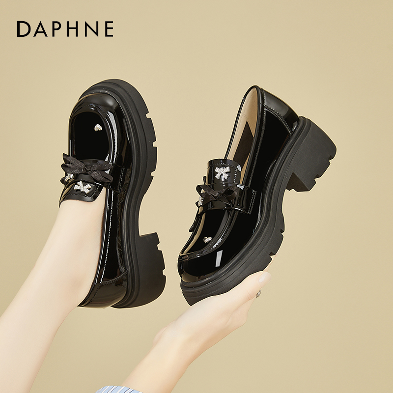 达芙妮英伦风女士乐福女鞋2025新款春季小个子增高一脚蹬法式单鞋