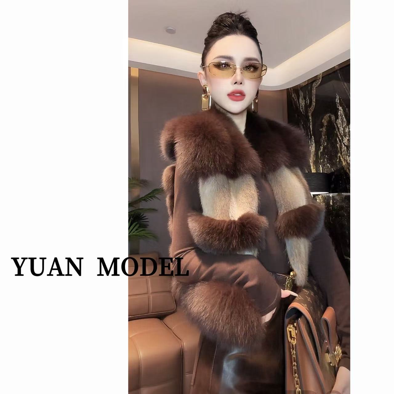 YUAN MODEL/媛老板-【高奢新贵】欧货高端气质马甲时装草外套092916