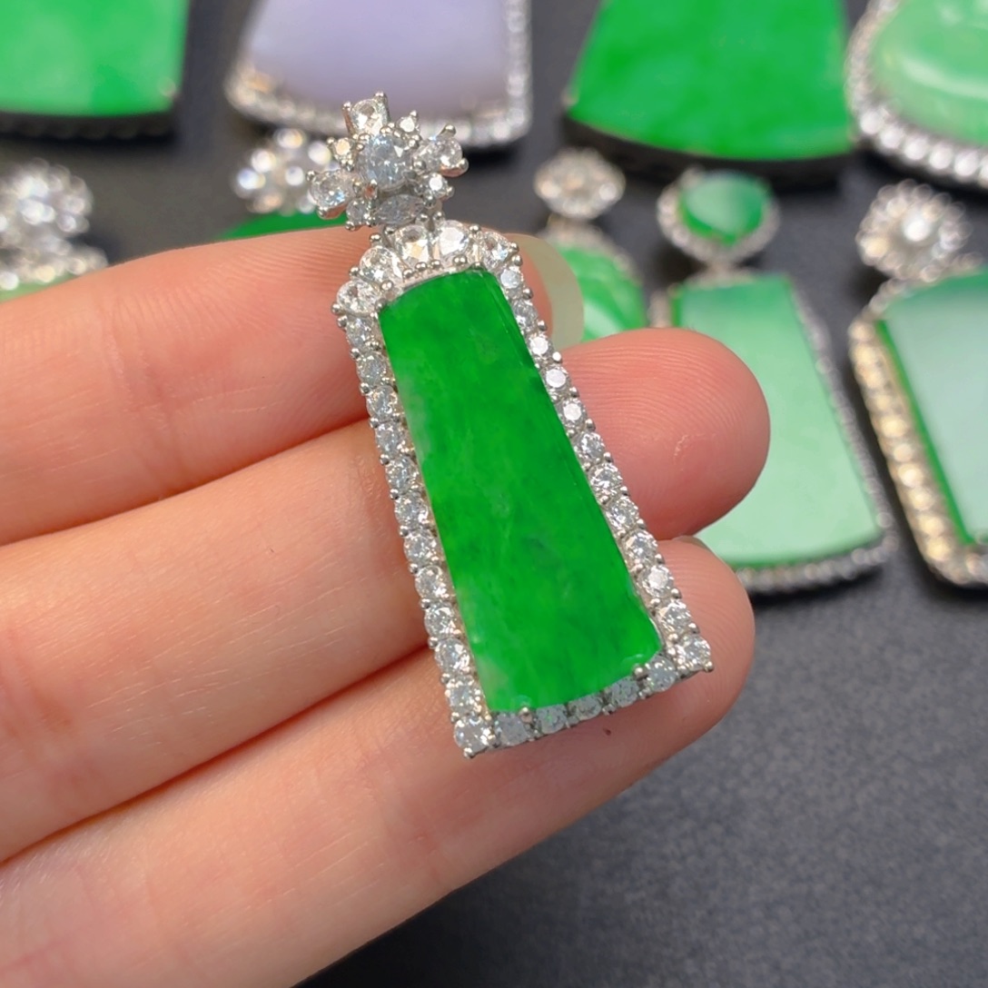 翡翠银S925镶嵌吊坠(不含链)