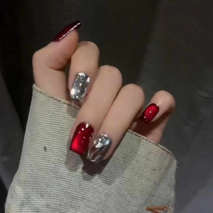 467-新款微笑晶石猫眼豆豆甲美甲甲片纯欲显白指甲贴