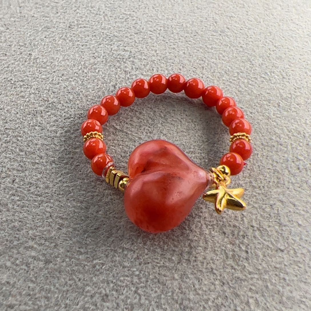 南红玛瑙（屁桃戒指3-13）未镶嵌