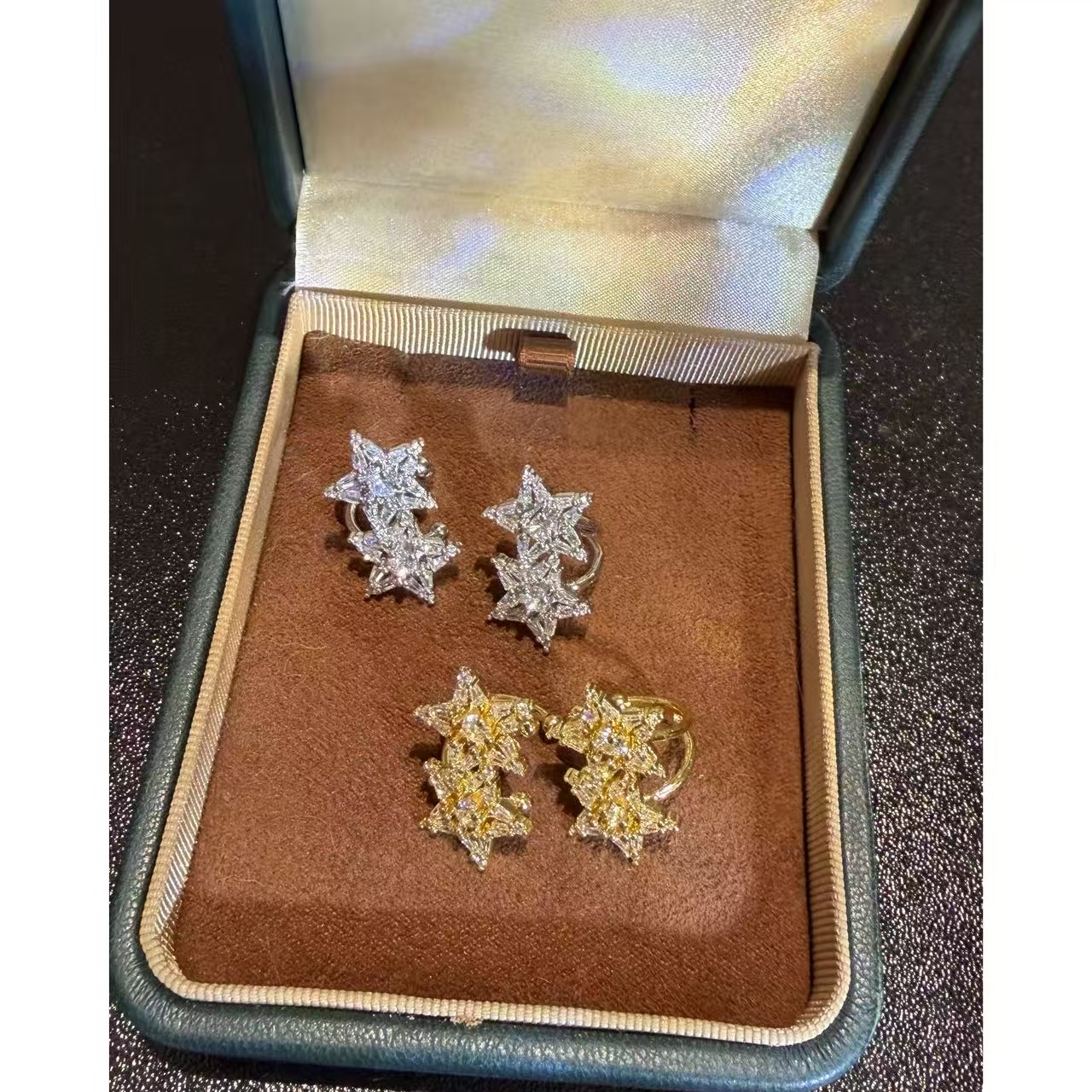 铜合金合成锆石耳饰 B2287 星星耳骨夹
