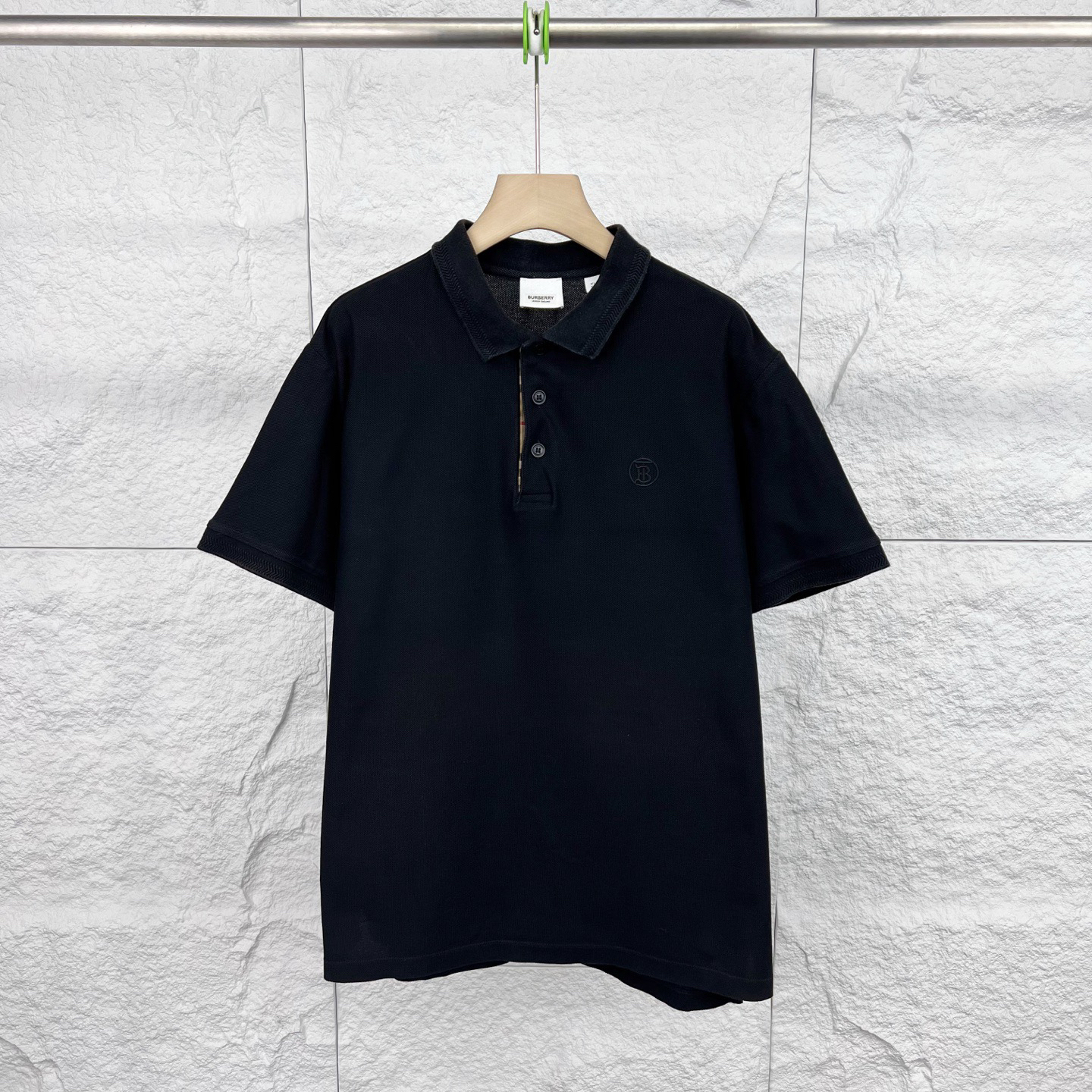 99新 BURBERRY/博柏利 XL码/黑色领口格纹短袖Polo衫/15909894