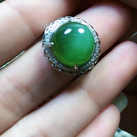 和田玉银S925镶嵌戒指