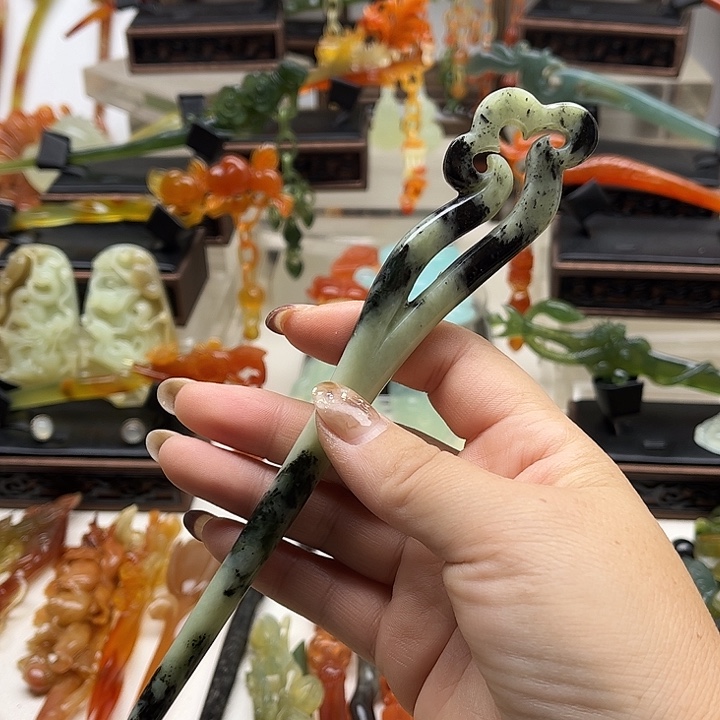 蛇纹石玉岫玉发簪未镶嵌