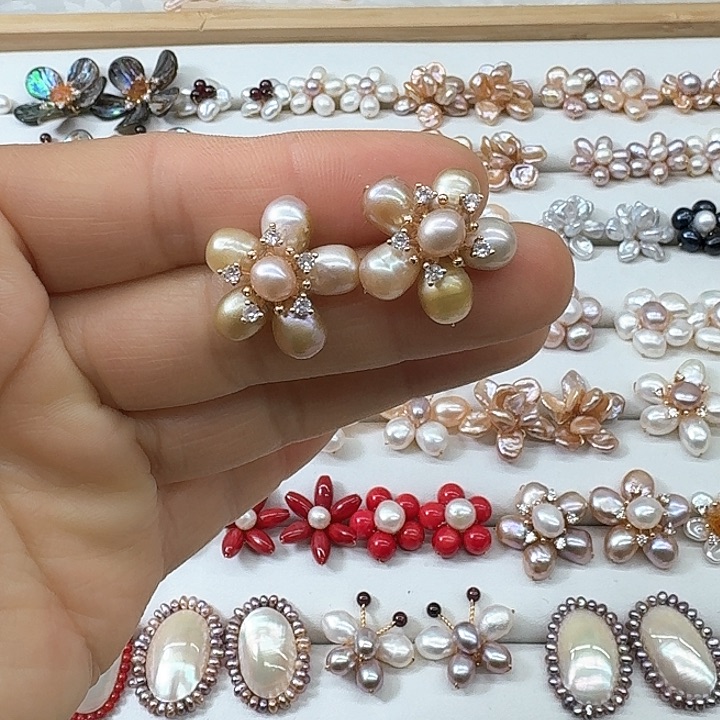 淡水珍珠耳饰银S925镶嵌