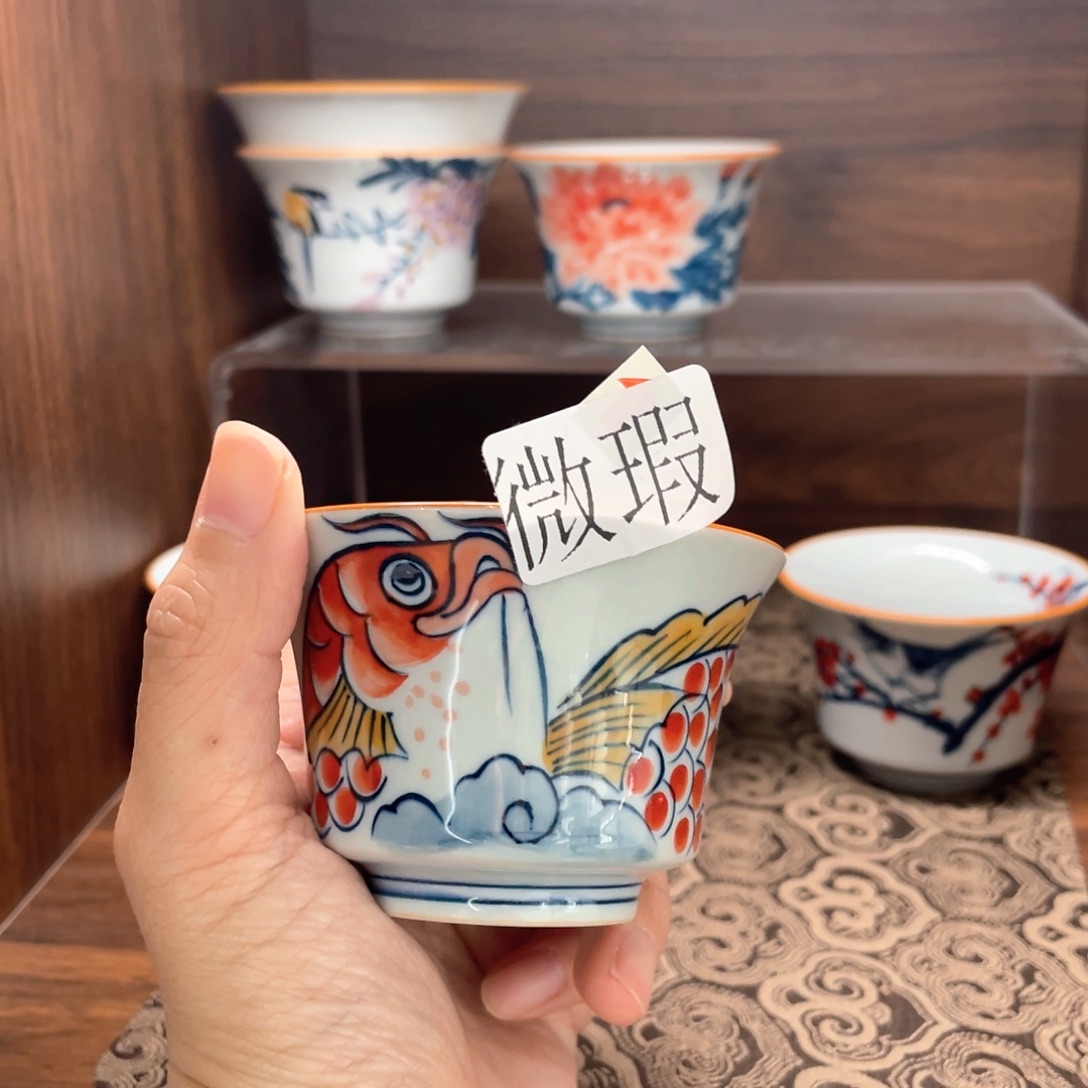 釉下手绘茶具微瑕
