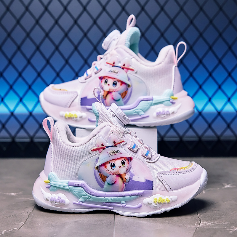 拉布布女童鞋2025秋冬新款加绒保暖儿童运动鞋女宝公主跑步老爹鞋